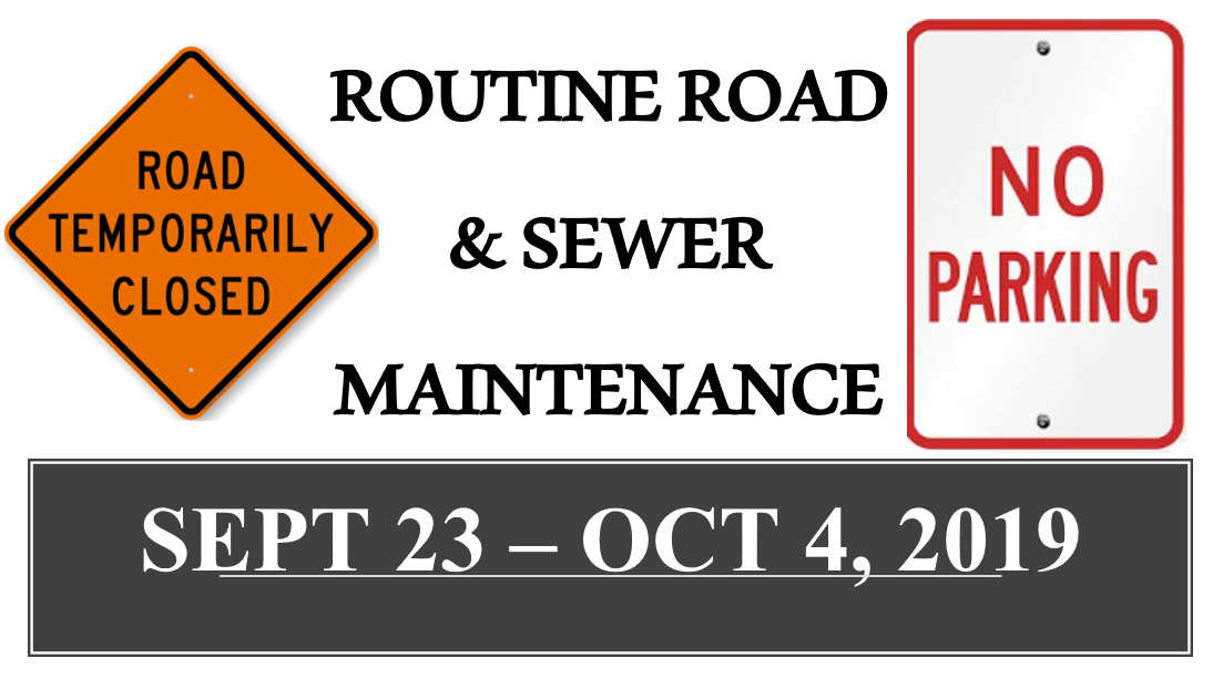 ROUTINE ROAD-SEWER MAINTENANCE NEWS FLASH BANNER